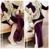 Karakou Algerois Bourgogne Robes De Soirée À Manches Longues 2022 Or Dentelle Velours Sexy Fente Arabe Dubaï Tenue De Bal Occasion Robe