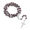Pendant Necklaces Jesus Cross Rosary Necklace Vintage Catholic Gifts Wholesale Jewelry 2022 Trend Cloisonne Copper BeadPendant