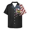 メンズカジュアルシャツファッションデザインメンズシャツ2022年夏メンアメリカンフラッグ印刷服プラスサイズ短袖vネックシャツsmen '