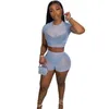 Designer Women Tracksuits Sexiga Safety Pants Set 2 Piece Yoga Outfits Sheer Mesh Splicing Short Sleeve Shorts Suit