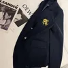 Kvinnors kostymer blazers brev broderi kostym jacka vit för kvinnor lång ärm överdimensionerad kappa lös blazer kontor damer svarta toppar