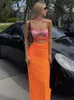 Jacuqeline Summer Patchwork Sexy Hollow Out y2k Midi Dress Women Beach Strapless Sleeveless Backless Bodycon Dresses Party 220704