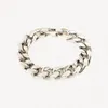 Chain Link 100% Stainless Steel Bracelet for Men Charm Bracelets Retro 18k White Gold Plated Cuban Couple Accessories Jewelry