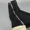 Big Szie Stivaletti da uomo Pony Hoof Suola quadrata Tela traspirante Cerniera Sneakers alla moda Scarpe da uomo stile street nero