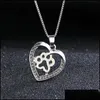 Pendant Necklaces Pet Dog Paw Footprint Hollow Love Heart Sier Color Choker For Women Jewelry Neckla Bdehome Dhvnm