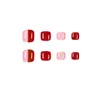 False Nails 24pcs 패션 보라색 발가락 여름 풀 커버 착용 아트 패턴 이동식 스티커가있는 프레스 접착제 0616