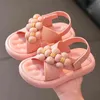 2022 디자이너 꽃 솔리드 소녀 샌들 여름 해변 유아 어린이 공주 신발 방수 부드러운 단독 PVC 어린이 샌들 G220523