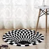 Tapis noir et blanc spirale 3D tapis stéréo Vision tapis circulaire pour salon décoration de la maison tapis chambre décor tapis