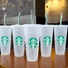 Mermaid Starbucks 16oz Tumblers Mugs plastic Drinking Juice With Lip And Straw Magic Coffee Mug Costom Transparent cup Milk Teacup 665 E3