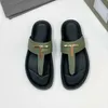 2022 designer men's slippers rubber-soled beach letters flat summer classic fashion sandals metal buttons lazy women's casual flip flops