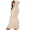 Women's Sleepwear Women Thick Warm Hooded Night-Robes Female Solid Long Sleeve Bathrobe Nightgown Ladies' Comfy Double-Sided Plush