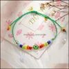 Braccialetti a catena a maglie Gioielli Turco Evil Eye Bracciale a maglie per le donne Moda perline 2021 Bohemian Rainbow Beaded Rope String Dhwvi