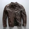 Men's Leather & Faux Genuine Jacket For Man Short Coat With Vintage Cow Motorcycle In Autumn And Winter