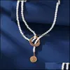 Pendant Necklaces Pendants Jewelry Vintage Imitation Pearl Wrap Geometric Metal Necklace Long For Women Wedding Party Portrait Coin Gift 8