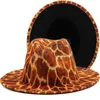 Широкий Brim Leopard Black Bounte Fedora Женская шерсть Шляпа Федора Женщины Мужчины Трилби Джаз Церковь Церковь Шляпы Patchwork Panama