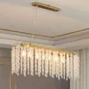 American Style Crystal Pendant Lamps Matsalslampa Fransk lyxdesigner Rektangul￤r tofs Crystal Chandelier
