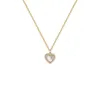 Pendant Necklaces Trendy Fine 14K Real Gold Heart Shaped Opal Chain Necklace For Women Temperament Jewelry Shiny Zircon Wedding GiftPendant