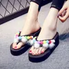 Hair Ball Slippers Women Outdoor Breathable WedgeflipFlops Creative Colorful Candy Color Platform Sandals For Women Shoes J220716