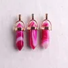 Fashion Stripe Blue azul rosa Onyx Stone Charms Bullet Shape Point Chakra Gold Pingents for Jewelry Making Wholesale