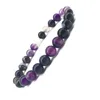 Beaded Strands Natural Purple Amethysts Agates Chalcedony Stone Beads Bracelet Jewelry For Women Men Femme Homme Gem Gift Lars22