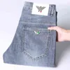 Luxury Light European Fashion Brand Jeans for Young Men Korean Casual Slim Fit Elastic Cotton Simple Spring and Summer