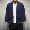 MRGB Moda para hombres Camisas de kimono básico Primavera Verano Sólido Hombres de gran tamaño 100% Algodón Cardigan Camisa Casual Hombre suelto Top 220322