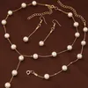 Oorbellen ketting gesimuleerde parel sieraden sets armband oorbel voor vrouwen bruiloft matching verlovingsfeestje accessoires.