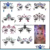 Tırnak Sanat Süslemeleri Salon Sağlığı Güzellik Rhinestone Festival Yüz Mücevher Sticker Sahte Dövme Çıkartmaları Vücut Glitter Dövmeler Gems Flash