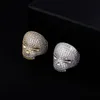 ICED Out Skull Ring Mens Silver Gold Ring عالية الجودة الكاملة من الهيب هوب حلقات المجوهرات