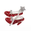 10 Pcs/Lot Custom Brooches Red Crystal Rhinestone High-Heeled Wizard Of Oz Shoes Brooch Pins For Gift Decoration