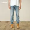 Lente gratis kruis elastische jeans heren comfortabele taps toelopende enkellange denim broek SL230227
