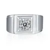 100% S925 Sterling Silver Pass Diamond Test Vitguld Pläterad 1ct Moissanite Ring för män Förslag Promise Gift Smycken
