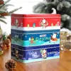 StoBag Year Gift Packaging Tin Box Merry Christmas Santa Claus Snowmen With Clear Window Party Event Candy Cookies Favors 220427