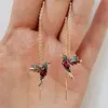 Dangle & Chandelier Vintage Fashion Red Blue Crystal Birds Long Tassel Drop Earrings Butterfly Animal Design Bird Pendant Jewelry WholesaleD