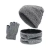 Шапка шапочки/черепа 3PCS/SET Зимняя шляпа Шарф и перчатка для женщин. Мужчины.