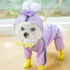 Dog Apparel Cartoon Raincoat Pet Clothes Cat Print Four Legged Clothing Dogs Small Chihuahua Water Proof Summer Purple Girl ChihuahuaDog