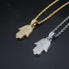 Anhänger Halsketten Fatima Hand Halskette Kette Freier Stahl Kubanisches Gold Silber Farbe Kubikzircon Herren Hip Hop Schmuck Für GiftPendant Godl22