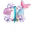 32 "Mermaid Tail Number Balloons Set 1st 2nd Girls의 생일 베이비 샤워 결혼 기념일 파티 장식 용품 MJ0738