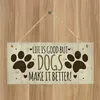 Tags Tags Acessórios para cães retangulares de madeira de madeira Adorável amizade animal placa Placas Rustic Wall Decor Decoration 220622