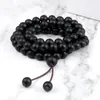 Brins de perles Noir Mat Onyx 108 Perles Bouddha Bracelet Haute Qualité 8 MM Collier Élastique Pierre Naturelle Guérison Méditation Yoga Bijoux La