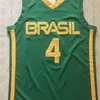 SjZl98 # 4 Oscar Schmidt Brasil Team Basketball Jersey Blue Anpassad Alla storlekar Throwback Stitched Jerseys