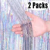 Parti Dekorasyonu 2 Pack Glitter Metalik Folyo Tinsel Fringe Perde Zemin Doğum Günü Düğün Bachelorette Dekorasyonları Yetişkin AnniversaryParty