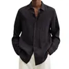 Camicie casual da uomo Camicia da uomo elegante in lino di cotone Top Camicetta autunnale chemise streetwear Lavabile per la scuola