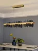 candelabro de sala de jantar preto retângulo led decoração para casa luminária design moderno ilha de cozinha de cobre lâmpada pendurada