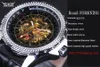 Wristwatches Luxury Watch Men Silver Leather Mechanical Wristwatch Automatic Skeleton Dress Casual Business WatchWristwatches