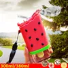 Cartoon Cute Donut Lody Butelka Wody Rainbow Creative Square Arbuz Cup Portable Luźne Czajnik z słomy 220329