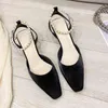 Sandales Talons hauts Designer luxe soie tête carrée perle chaîne sandales femmes version coréenne chaussures à talons épais dame 220704
