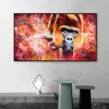 Abstract Animal Gorilla Smoking Cigar Canvas Painting Posters and Prints Wall Art Picture for Living Room Home Decor Cuadros