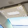 New 1 Pcs Car Crystal Paper Box with Chrysanthemum Crystal Tissue Box Cae Interior Decoration Accessories for Sun Visor Type