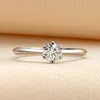 Moissanite Sterling Silver S925 Wed Ring 0.5 Karat Classic Six Claw Diamond Engagement Promission Ring for to Birthday Gift